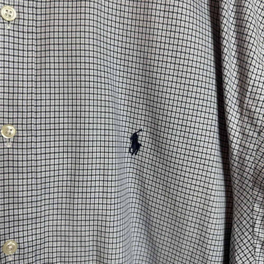 Ralph Lauren Mens XL Blake Blue White Micro Check Cotton Button Down Shirt - Picture 2 of 6